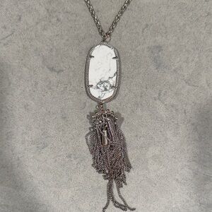 Kendra Scott Silver Marble-Effect Pendant Tassel Necklace - Women Jewelry
